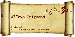 Árva Zsigmond névjegykártya